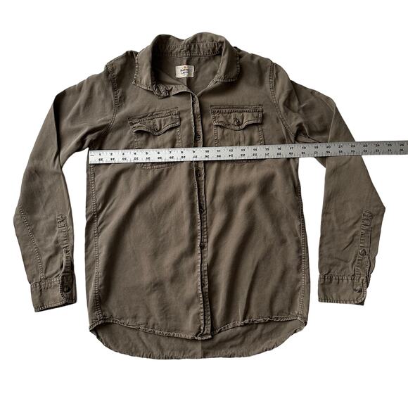 Marine Layer Lyocell Olive Khaki Long Sleeve Button Up Collar Shirt women XS - Picture 3 of 7
